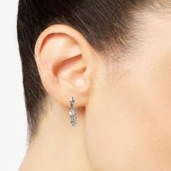 Givenchy Small Baquette & Pear Shaped Crystal Hoop Earrings - Picture 3 of 7